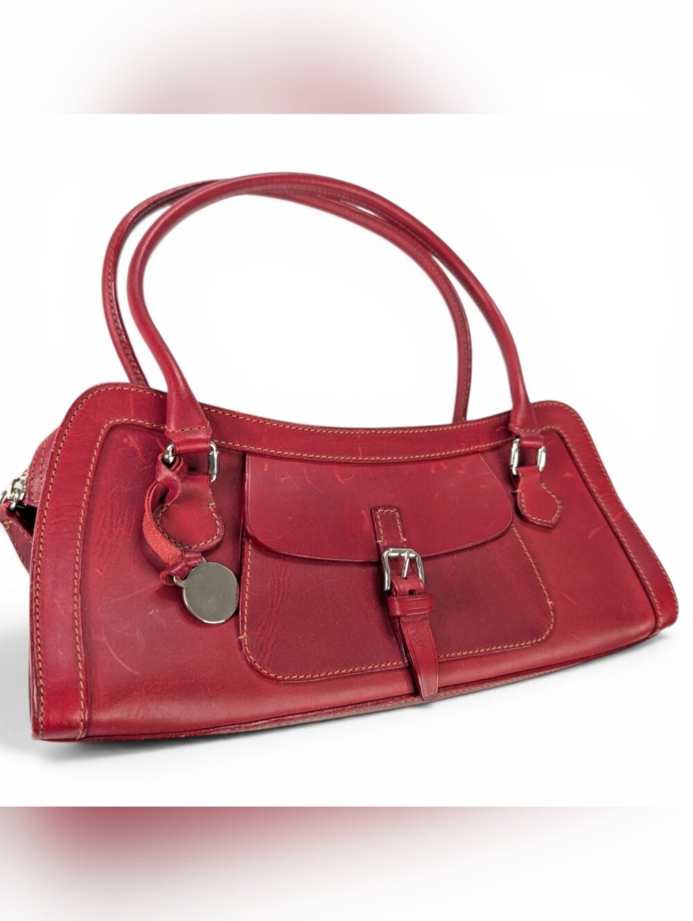 Dooney & Bourke Red Leather Purse Satchel Shoulder Bag Vintage Italy Italian Y2K - Picture 3 of 10